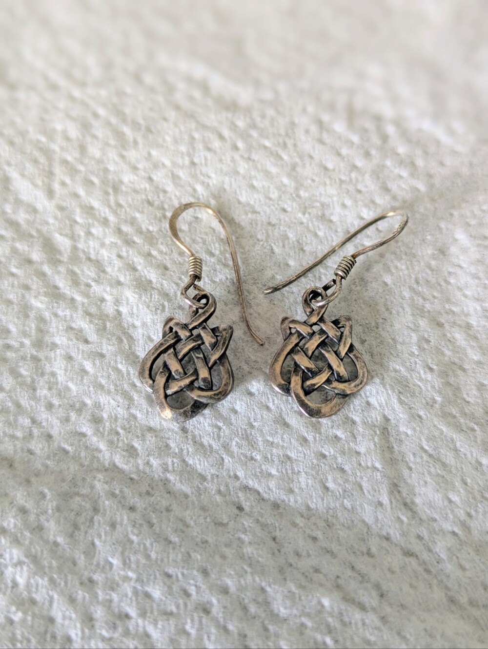 Sterling Silver Celtic Knot Drop Earrings - Silver